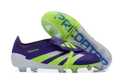 Adidas Predator Elite Foldover Tongue FG Low-Tops Soccer Cleats - Purple/Yellow/White