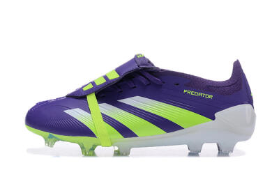 Adidas Predator Elite Foldover Tongue FG Low-Tops Soccer Cleats - Purple/Yellow/White