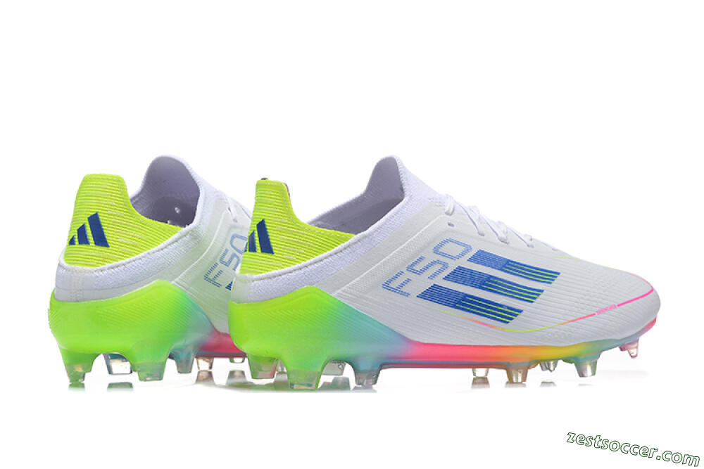 Adidas F50 Elite FG Low-Tops Soccer Cleats - White/Blue/Yellow/Pink 6