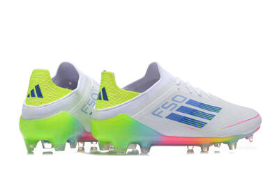 Adidas F50 Elite FG Low-Tops Soccer Cleats - White/Blue/Yellow/Pink