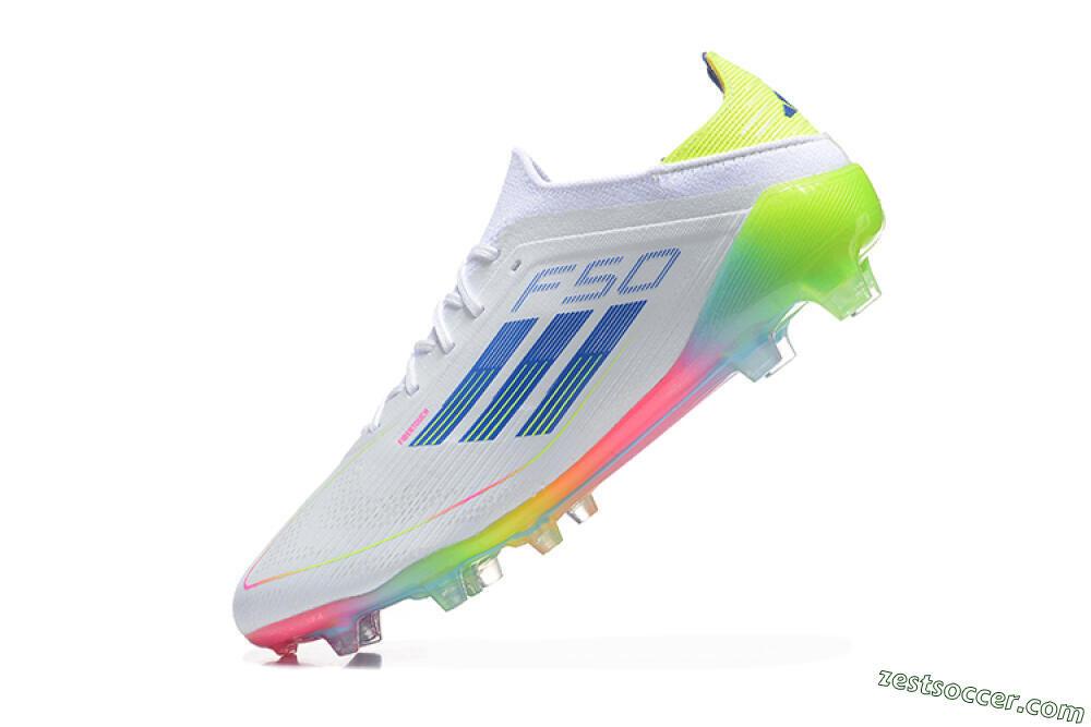 Adidas F50 Elite FG Low-Tops Soccer Cleats - White/Blue/Yellow/Pink 5