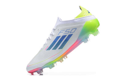 Adidas F50 Elite FG Low-Tops Soccer Cleats - White/Blue/Yellow/Pink