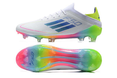 Adidas F50 Elite FG Low-Tops Soccer Cleats - White/Blue/Yellow/Pink