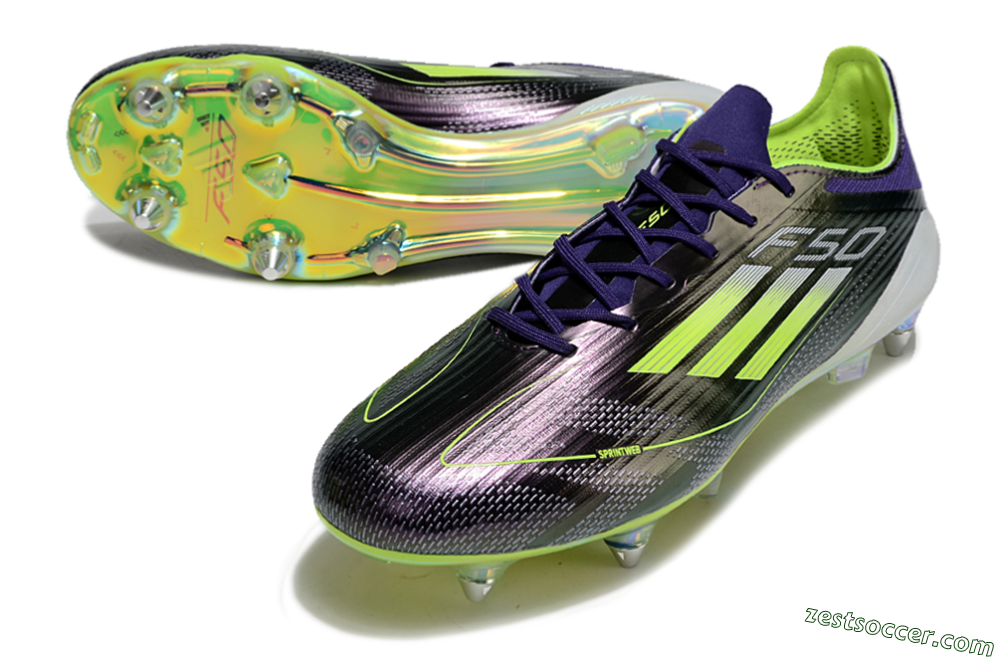 Adidas F50 Elite SG Low-Tops Soccer Cleats - Purple/Yellow/Gold 3