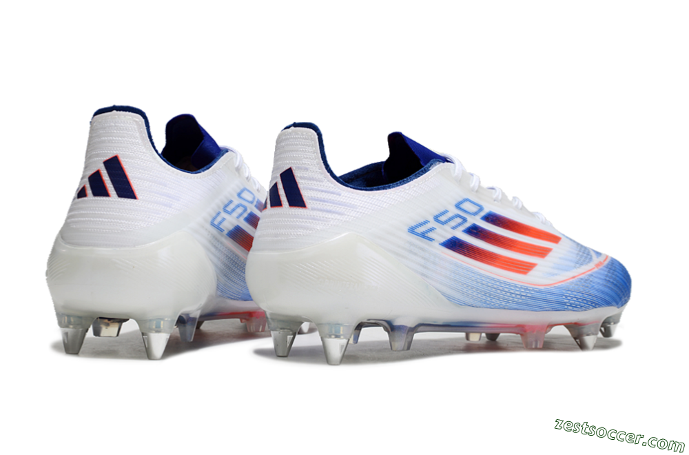 Adidas F50 Elite SG Low-Tops Soccer Cleats - White/Blue/Red 6