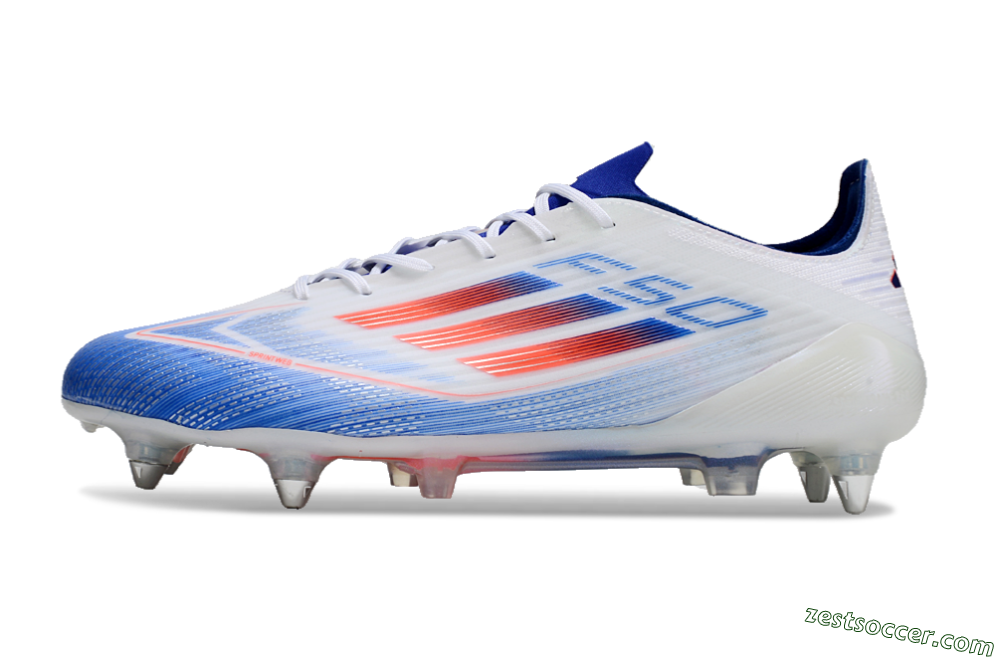 Adidas F50 Elite SG Low-Tops Soccer Cleats - White/Blue/Red 2