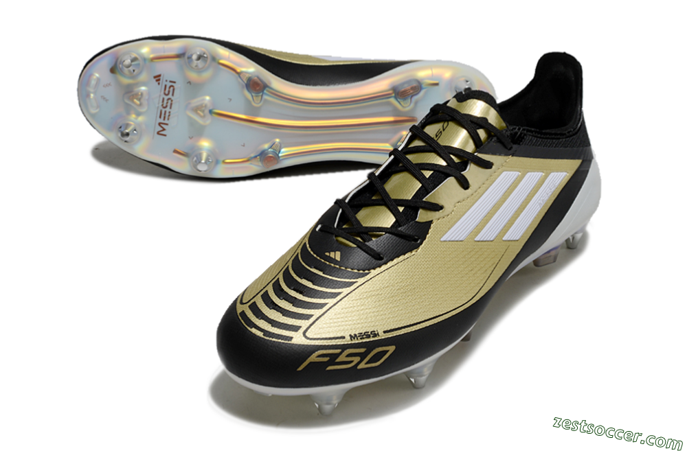 Adidas F50 Elite SG Low-Tops Soccer Cleats - Gold/White/Black 3