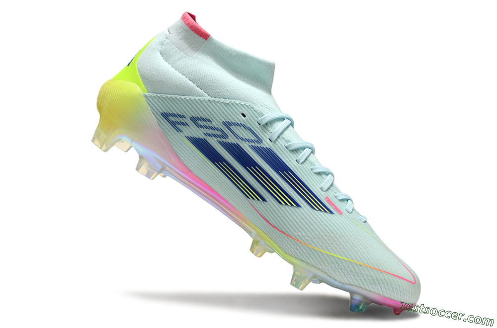 Adidas F50 Elite Mid FG High-Tops Soccer Cleats - Jade/Yellow/Pink/Gold 4