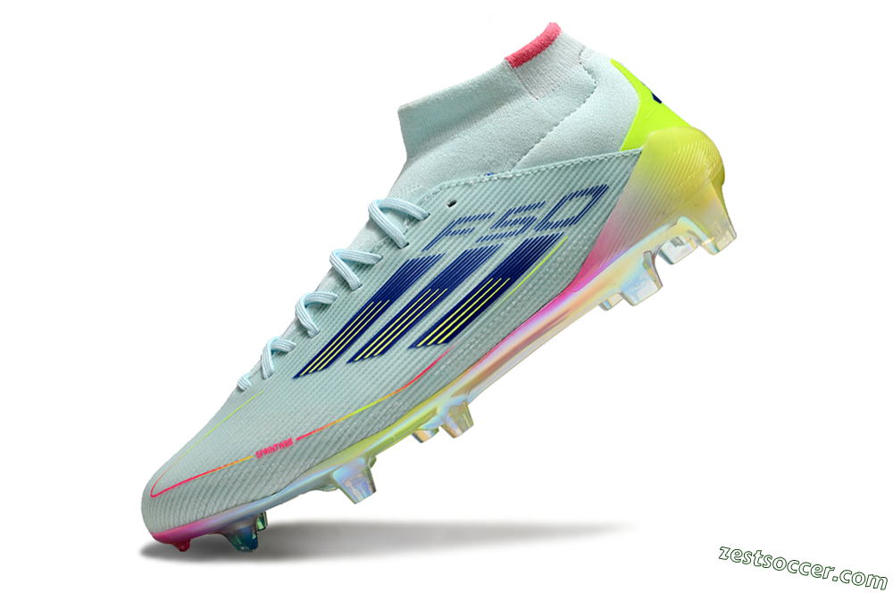 Adidas F50 Elite Mid FG High-Tops Soccer Cleats - Jade/Yellow/Pink/Gold 5