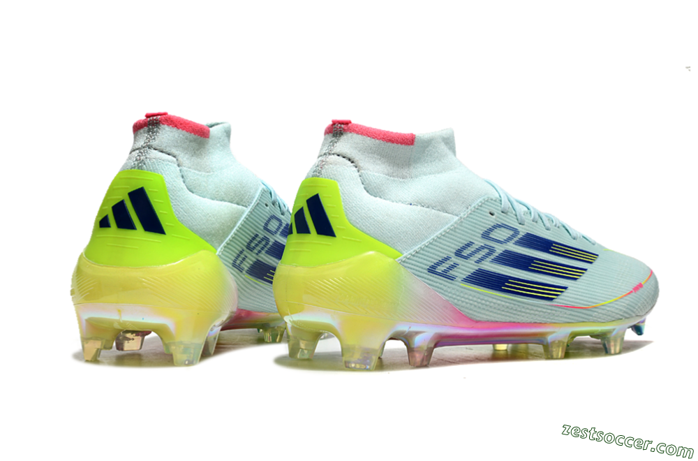 Adidas F50 Elite Mid FG High-Tops Soccer Cleats - Jade/Yellow/Pink/Gold 6