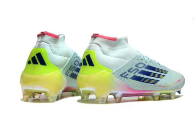 Adidas F50 Elite Mid FG High-Tops Soccer Cleats - Jade/Yellow/Pink/Gold