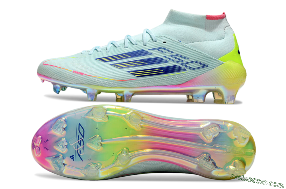Adidas F50 Elite Mid FG High-Tops Soccer Cleats - Jade/Yellow/Pink/Gold 1