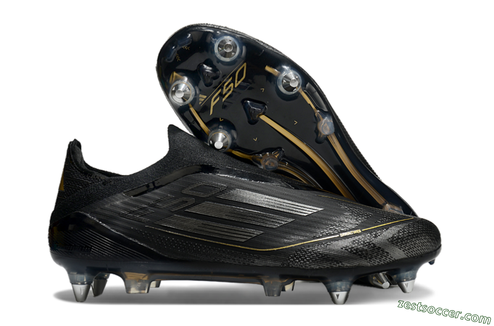 Adidas F50 Elite Laceless SG Low-Tops Soccer Cleats - Black/Silver/Gold 0