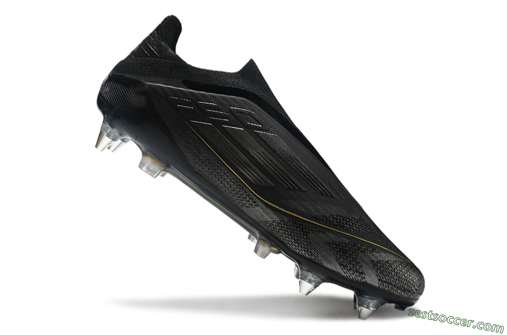 Adidas F50 Elite Laceless SG Low-Tops Soccer Cleats - Black/Silver/Gold 4