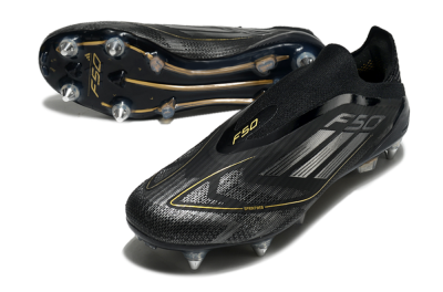 Adidas F50 Elite Laceless SG Low-Tops Soccer Cleats - Black/Silver/Gold