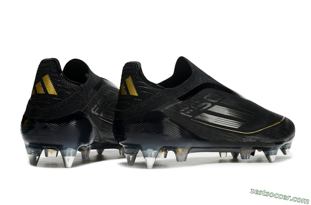 Adidas F50 Elite Laceless SG Low-Tops Soccer Cleats - Black/Silver/Gold 6