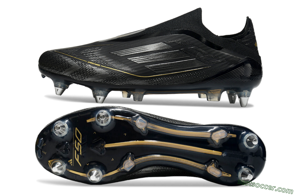 Adidas F50 Elite Laceless SG Low-Tops Soccer Cleats - Black/Silver/Gold 1