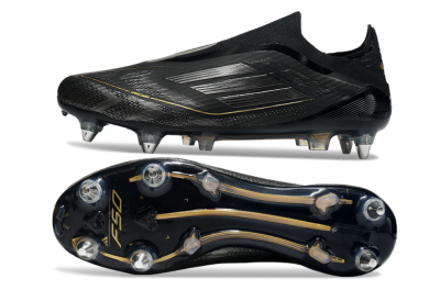 Adidas F50 Elite Laceless SG Low-Tops Soccer Cleats - Black/Silver/Gold