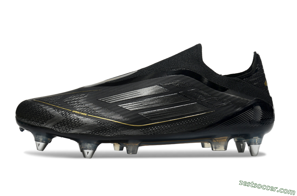Adidas F50 Elite Laceless SG Low-Tops Soccer Cleats - Black/Silver/Gold 2