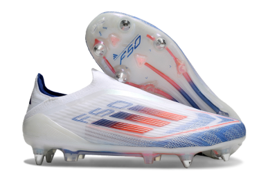 Adidas F50 Elite Laceless SG Low-Tops Soccer Cleats - White/Blue/Red