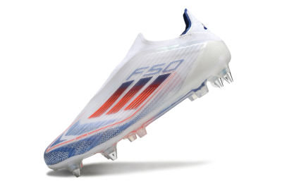 Adidas F50 Elite Laceless SG Low-Tops Soccer Cleats - White/Blue/Red