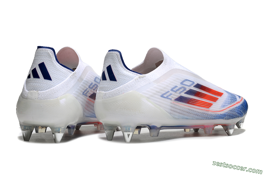 Adidas F50 Elite Laceless SG Low-Tops Soccer Cleats - White/Blue/Red 6
