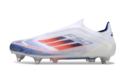 Adidas F50 Elite Laceless SG Low-Tops Soccer Cleats - White/Blue/Red