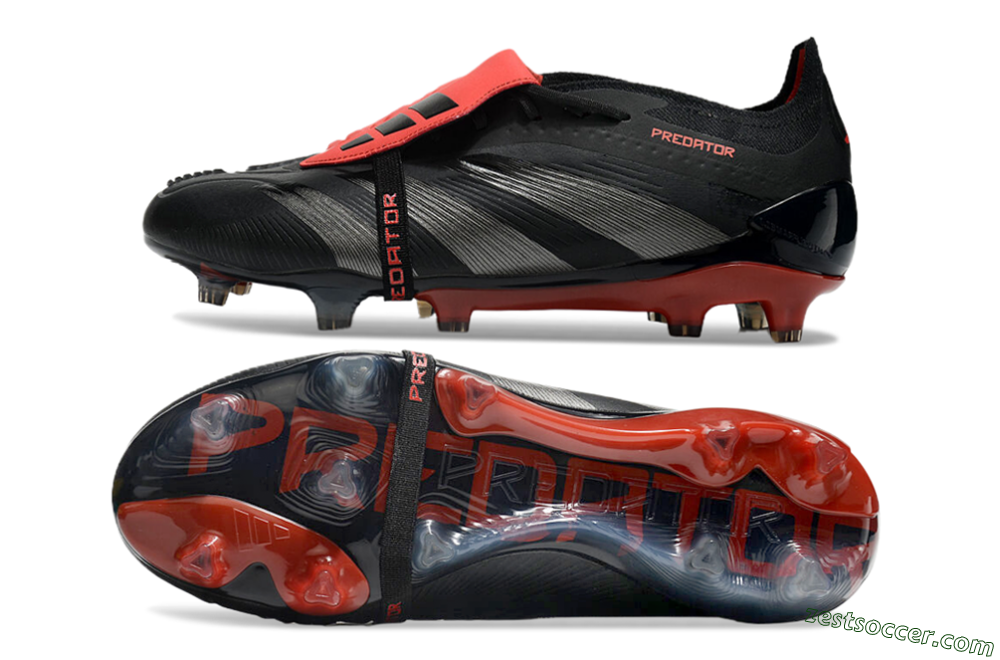 Adidas Predator Elite Tongue FG Low-Tops Soccer Cleats - Black/Silver/Red 1