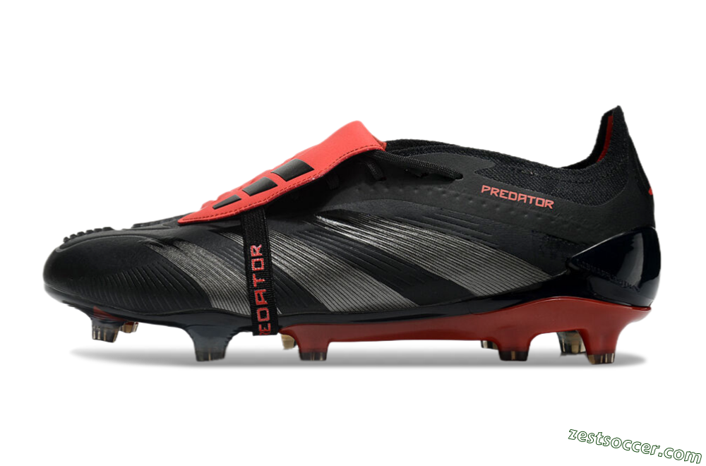 Adidas Predator Elite Tongue FG Low-Tops Soccer Cleats - Black/Silver/Red 2