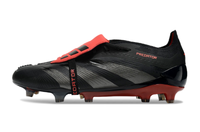 Adidas Predator Elite Tongue FG Low-Tops Soccer Cleats - Black/Silver/Red