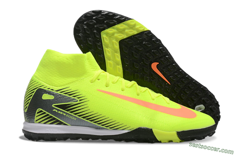 Nike Air Zoom Mercurial Superfly 10 Elite TF High-Tops Soccer Shoes - Yellow/Orange/Silver/White 0