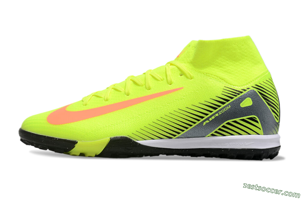 Nike Air Zoom Mercurial Superfly 10 Elite TF High-Tops Soccer Shoes - Yellow/Orange/Silver/White 2
