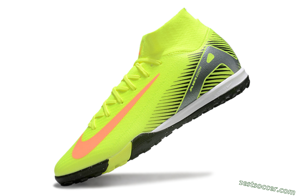 Nike Air Zoom Mercurial Superfly 10 Elite TF High-Tops Soccer Shoes - Yellow/Orange/Silver/White 5