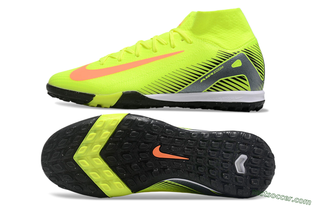 Nike Air Zoom Mercurial Superfly 10 Elite TF High-Tops Soccer Shoes - Yellow/Orange/Silver/White 1