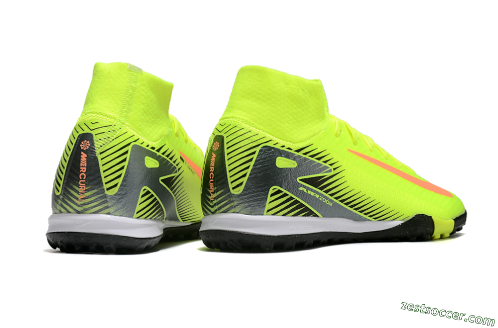 Nike Air Zoom Mercurial Superfly 10 Elite TF High-Tops Soccer Shoes - Yellow/Orange/Silver/White 6