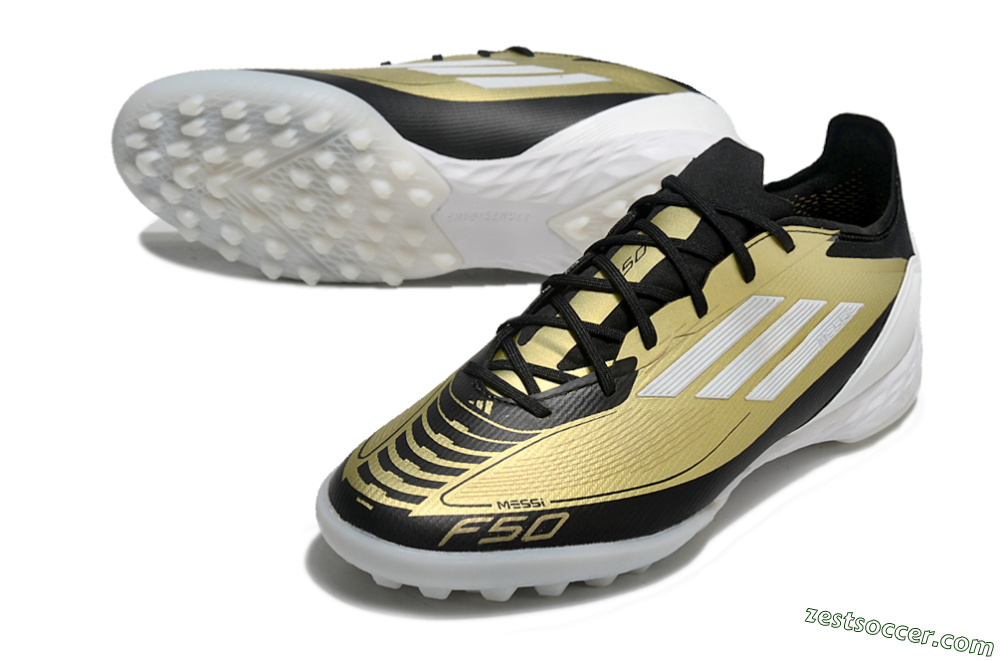 Adidas F50 Pro TF Low-Tops Soccer Shoes - Gold/White/Black 3