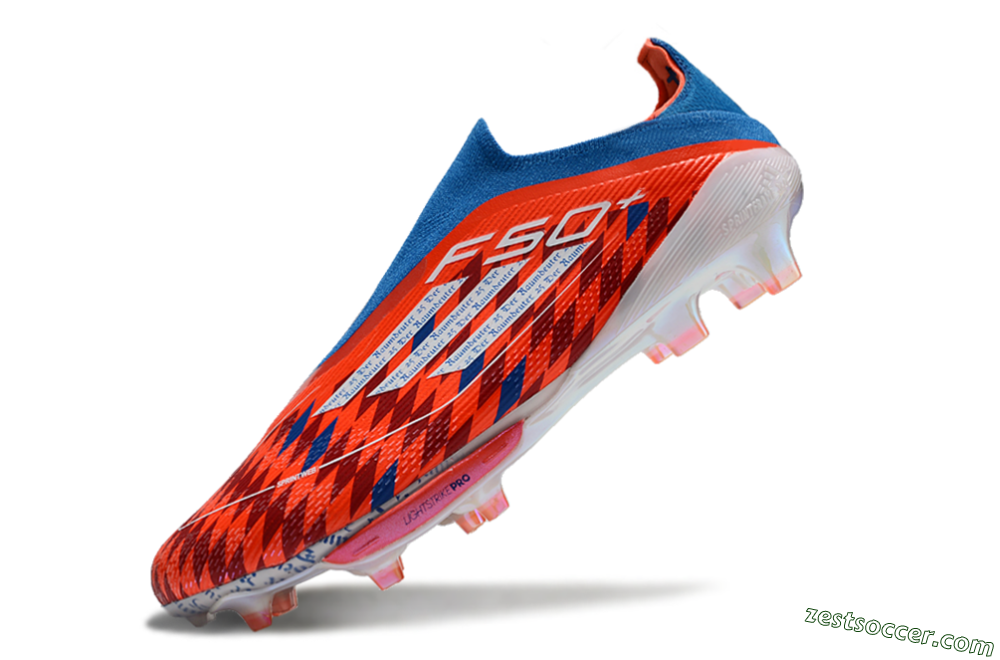 Adidas F50+ Lightstrike Elite Laceless FG Low-Tops Soccer Cleats - Red/Blue/White 5