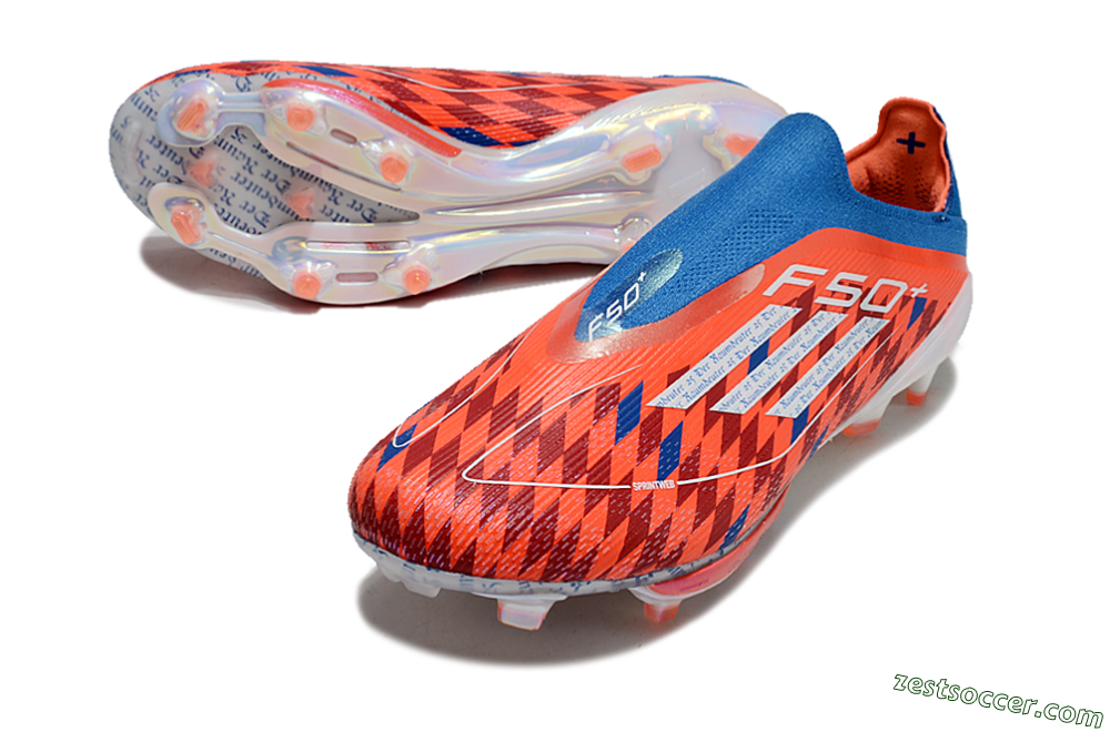 Adidas F50+ Lightstrike Elite Laceless FG Low-Tops Soccer Cleats - Red/Blue/White 3