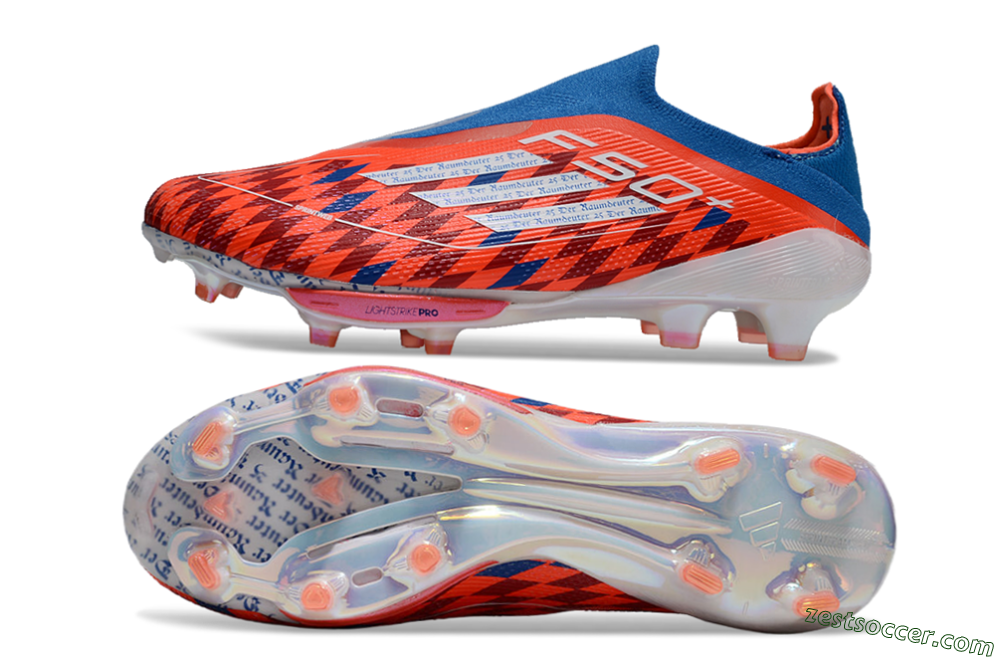 Adidas F50+ Lightstrike Elite Laceless FG Low-Tops Soccer Cleats - Red/Blue/White 1