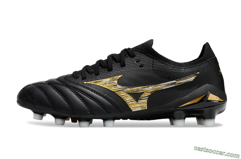 Mizuno Morelia Neo 4 FG Low-Tops Soccer Cleats - Black/Gold/White 2