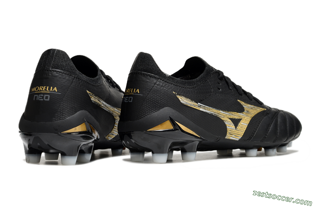 Mizuno Morelia Neo 4 FG Low-Tops Soccer Cleats - Black/Gold/White 6