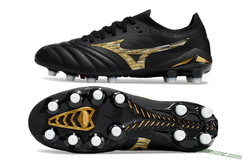 Mizuno Morelia Neo 4 FG Low-Tops Soccer Cleats - Black/Gold/White 1