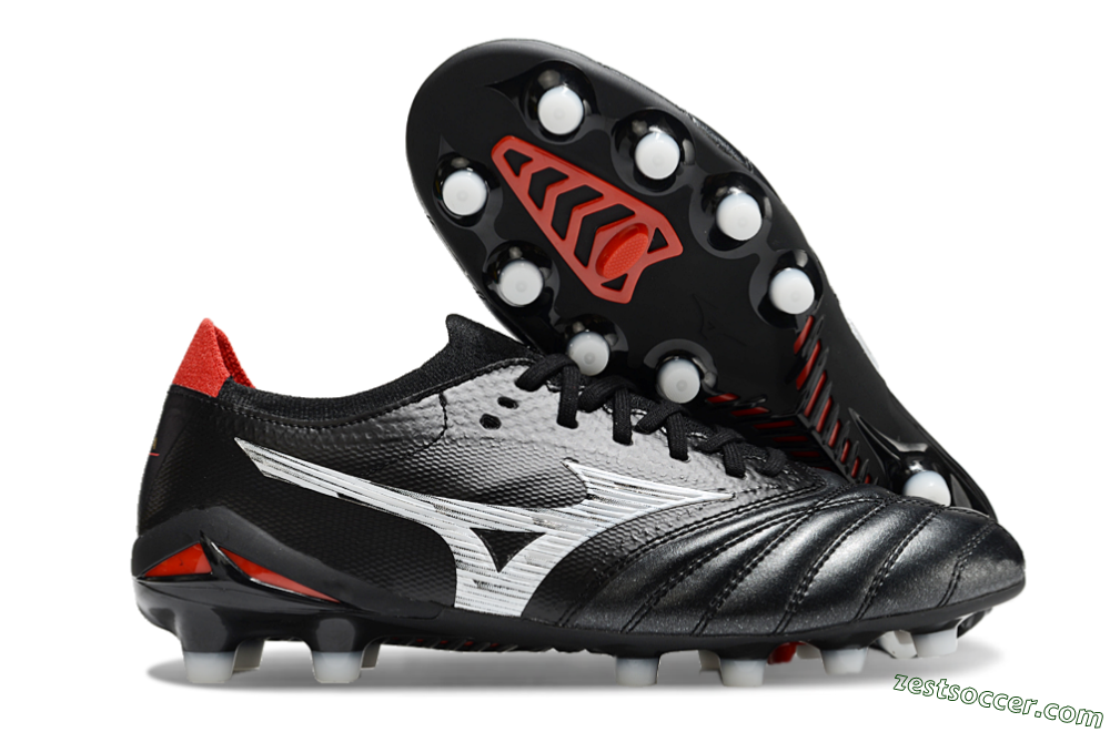 Mizuno Morelia Neo 4 FG Low-Tops Soccer Cleats - Black/White/Red 0