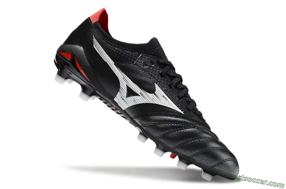 Mizuno Morelia Neo 4 FG Low-Tops Soccer Cleats - Black/White/Red 4