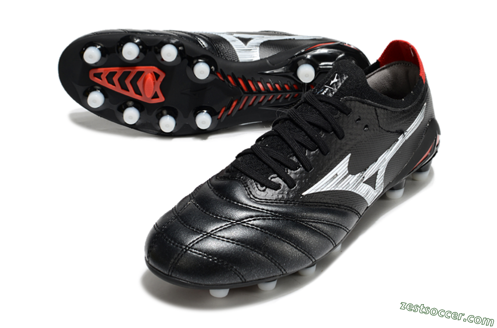 Mizuno Morelia Neo 4 FG Low-Tops Soccer Cleats - Black/White/Red 3