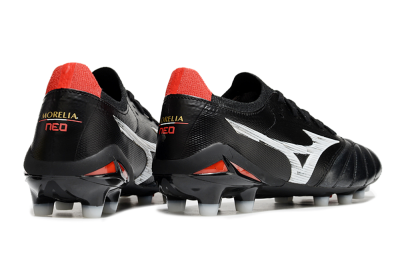 Mizuno Morelia Neo 4 FG Low-Tops Soccer Cleats - Black/White/Red