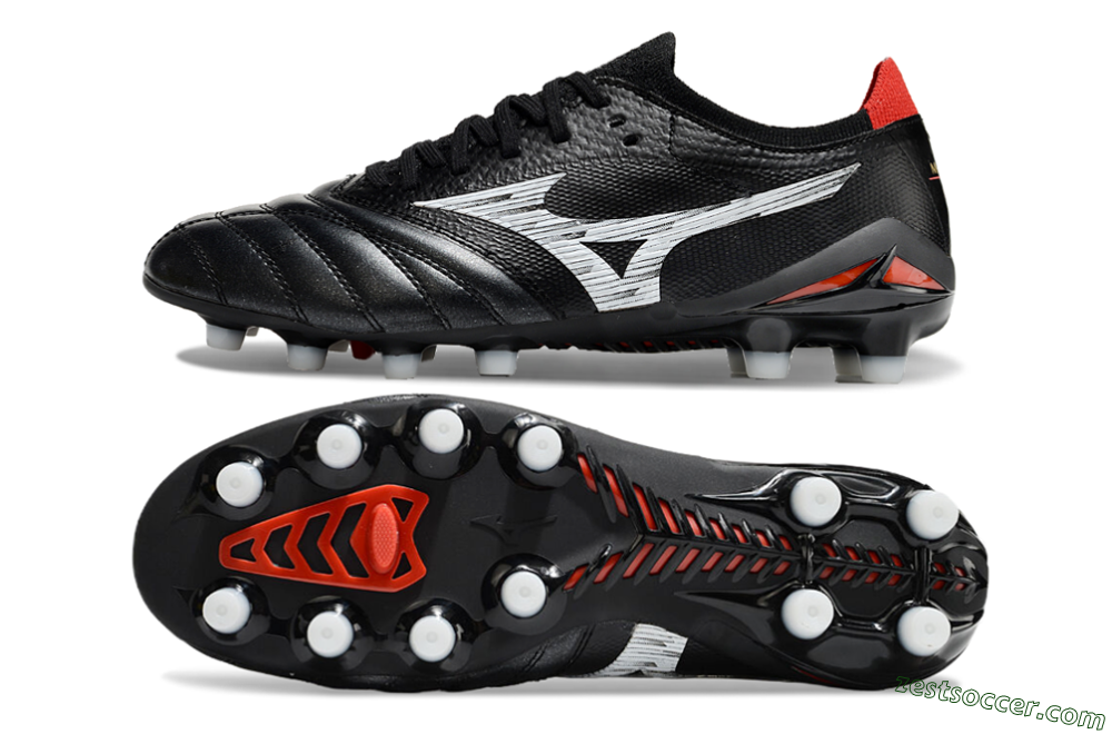 Mizuno Morelia Neo 4 FG Low-Tops Soccer Cleats - Black/White/Red 1