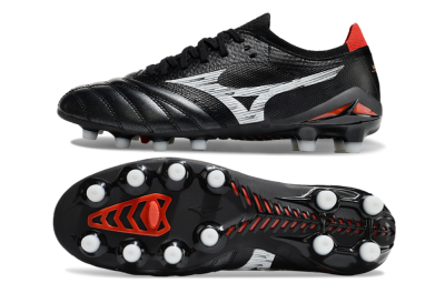 Mizuno Morelia Neo 4 FG Low-Tops Soccer Cleats - Black/White/Red