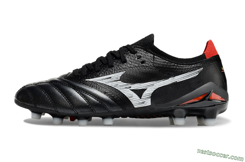Mizuno Morelia Neo 4 FG Low-Tops Soccer Cleats - Black/White/Red 2