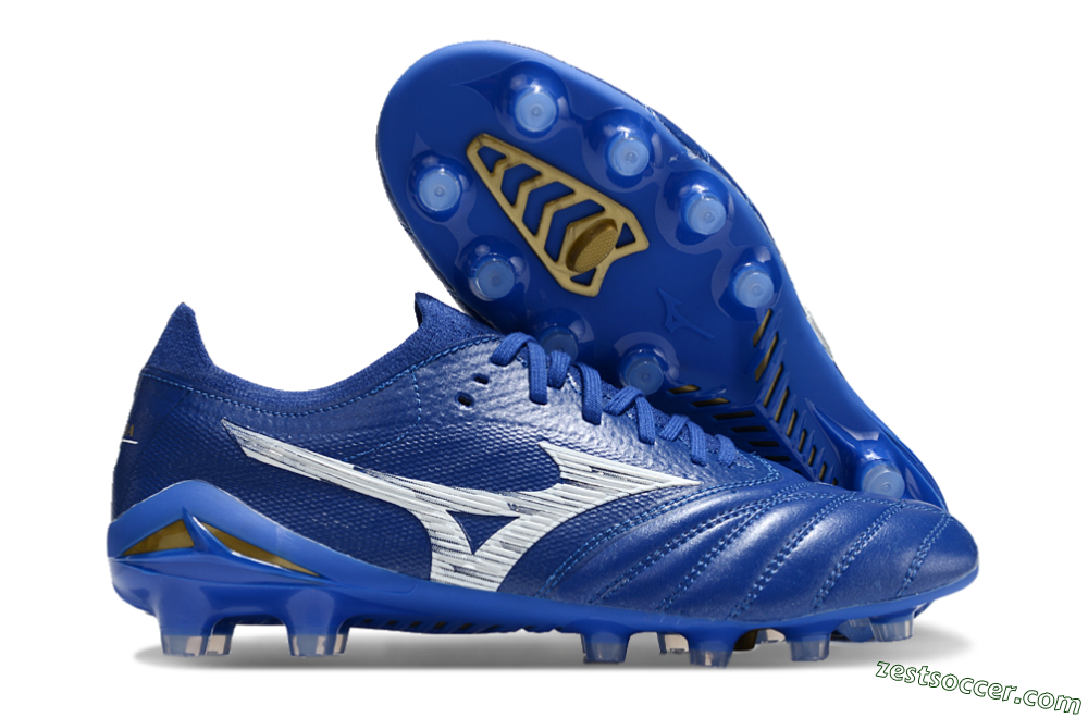 Mizuno Morelia Neo 4 FG Low-Tops Soccer Cleats - Blue/White/Gold 0